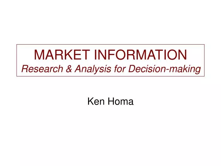 market information research analysis for decision making