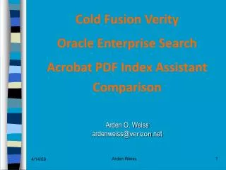 Cold Fusion Verity Oracle Enterprise Search Acrobat PDF Index Assistant Comparison