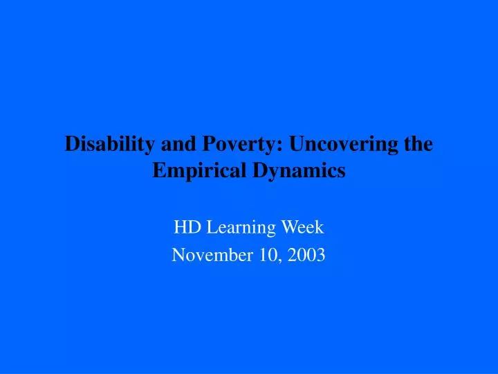 disability and poverty uncovering the empirical dynamics