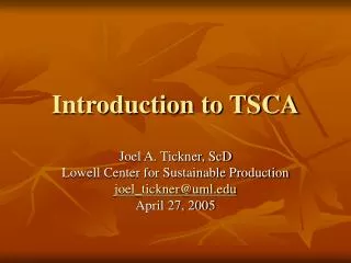 Introduction to TSCA