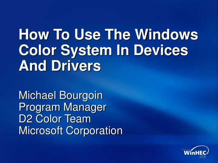 how to use the windows color system in devices and drivers