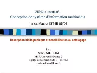 ue303 c cours n 1 conception de syst me d information multim dia