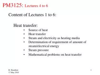 PM3125: Lectures 4 to 6
