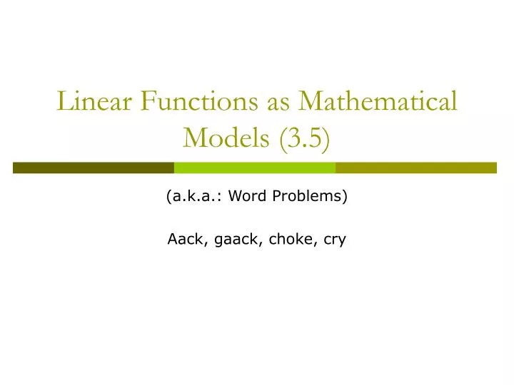 linear functions as mathematical models 3 5