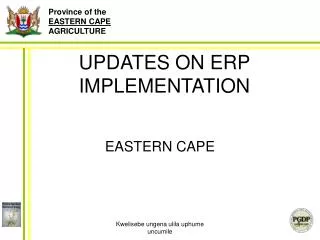 UPDATES ON ERP IMPLEMENTATION