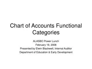 Chart of Accounts Functional Categories