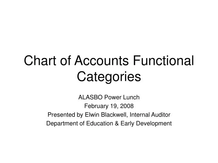 chart of accounts functional categories