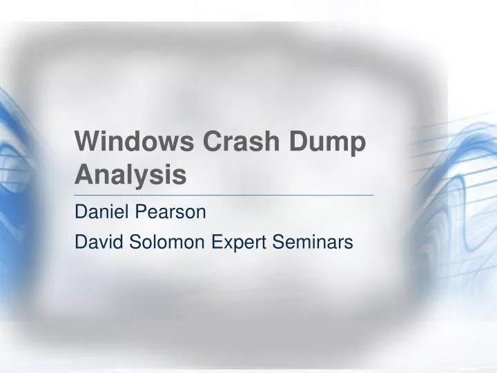 windows crash dump analysis