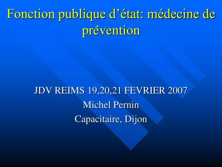 fonction publique d tat m decine de pr vention