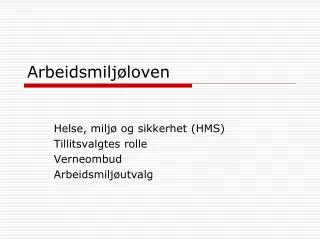 arbeidsmilj loven