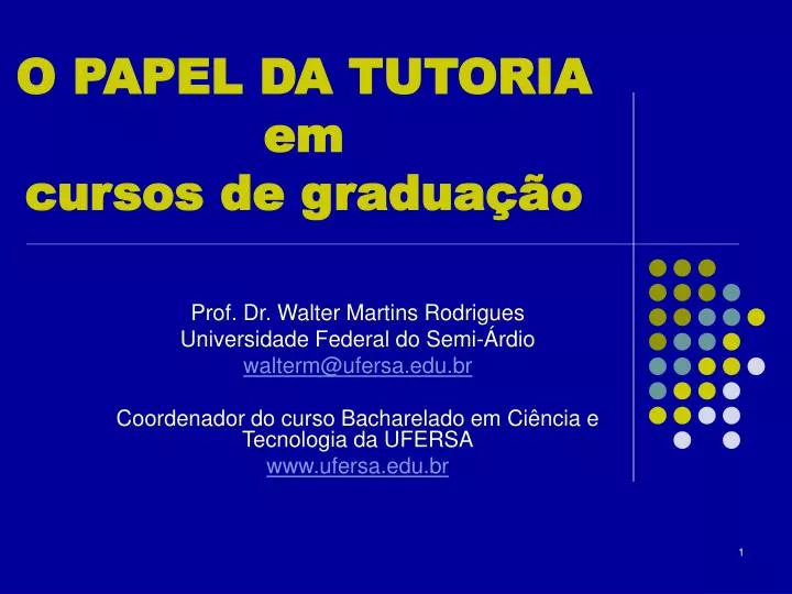 o papel da tutoria em cursos de gradua o