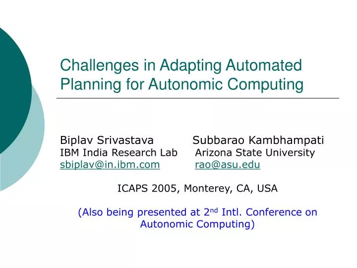 challenges in adapting automated planning for autonomic computing