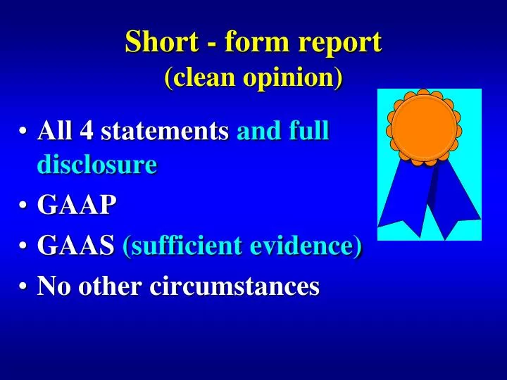 short form report clean opinion
