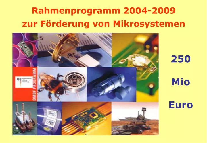 rahmenprogramm 2004 2009 zur f rderung von mikrosystemen