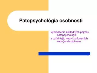 Patopsychológia osobnosti