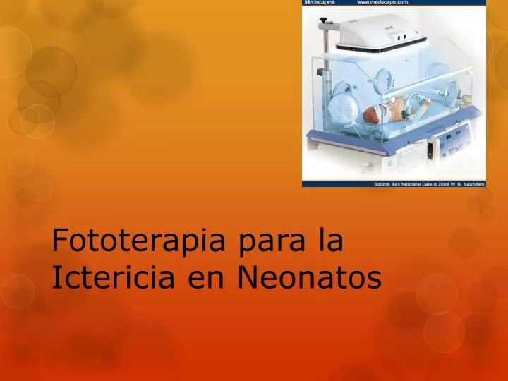 fototerapia para la i ctericia en neonatos