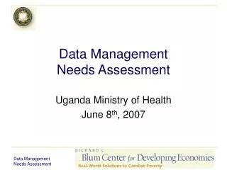 Data Management Needs Assessment
