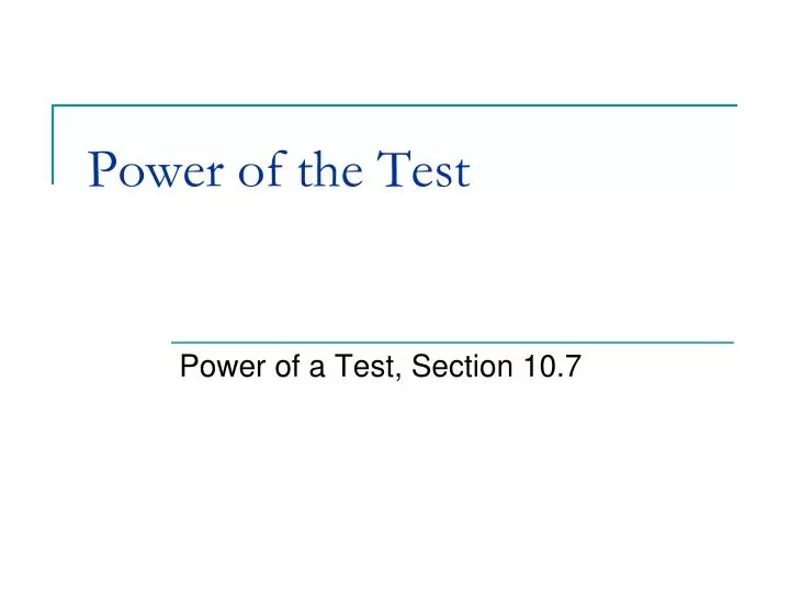 power of the test