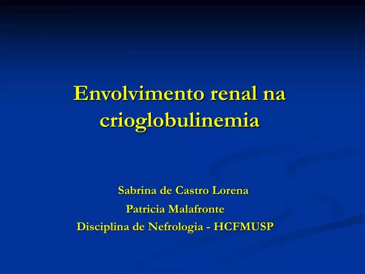 envolvimento renal na crioglobulinemia