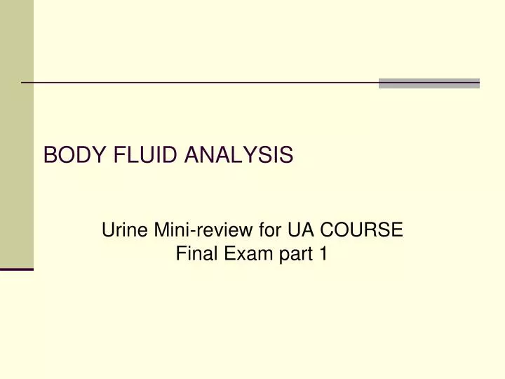 body fluid analysis