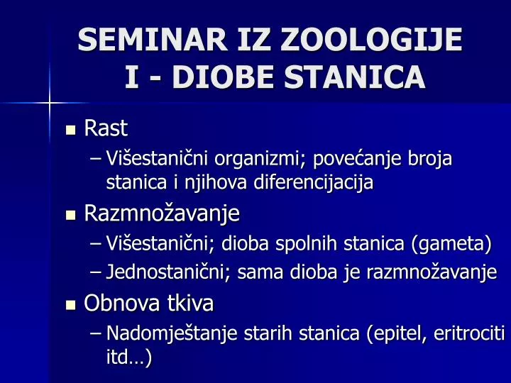 seminar iz zoologije i diobe stanica