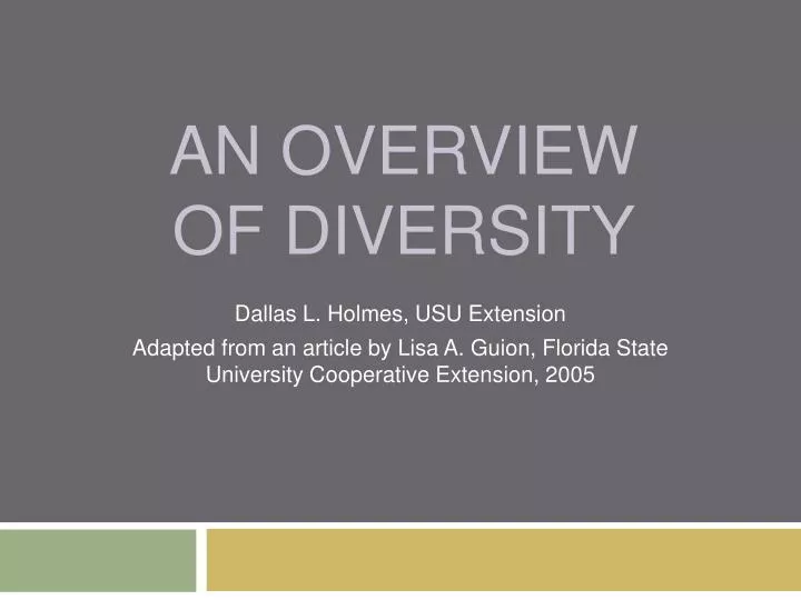 an overview of diversity