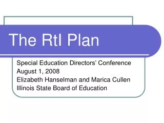 The RtI Plan