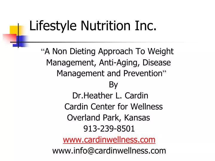 lifestyle nutrition inc