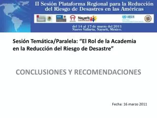 sesi n tem tica paralela el rol de la academia en la reducci n del riesgo de desastre