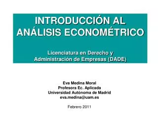 introducci n al an lisis econom trico licenciatura en derecho y administraci n de empresas dade