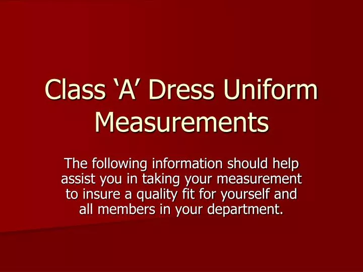class a dress uniform measurements