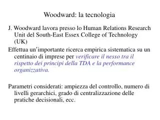 woodward la tecnologia