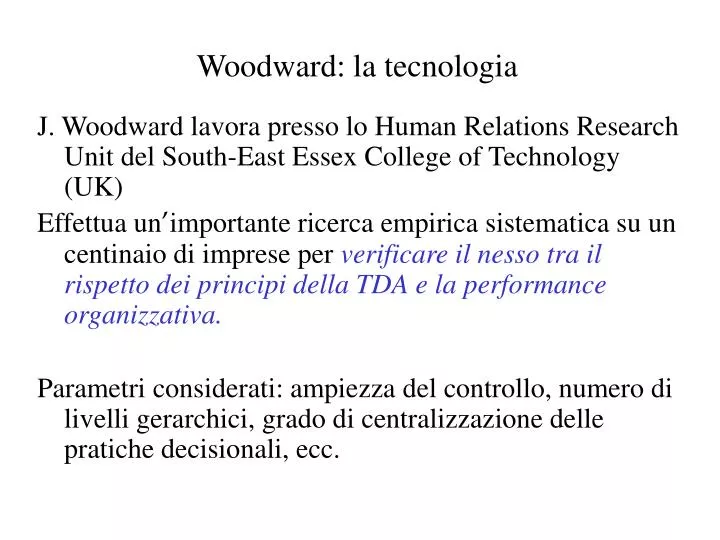 woodward la tecnologia