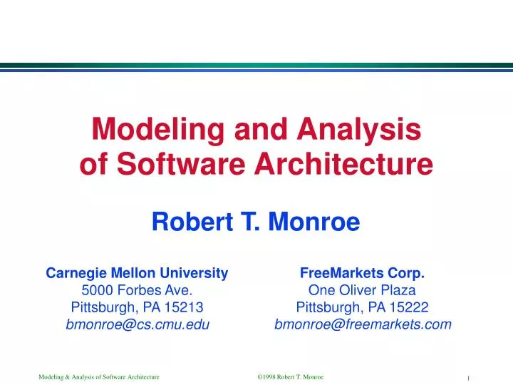 modeling and analysis of software architecture