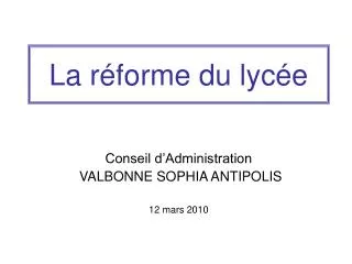 la r forme du lyc e