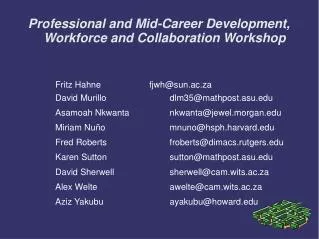 Professional and Mid-Career Development, Workforce and Collaboration Workshop