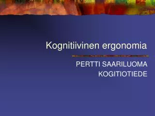 kognitiivinen ergonomia