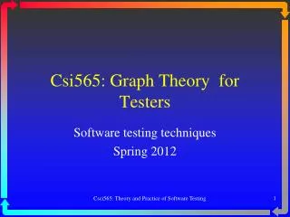 Csi565: Graph Theory for Testers