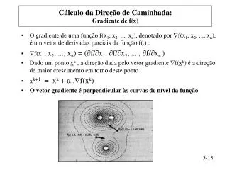 Cálculo da Direção de Caminhada: Gradiente de f(x)