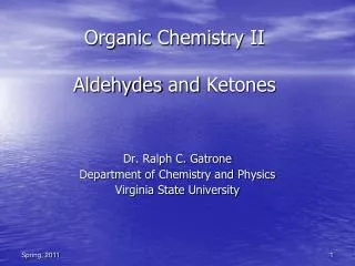 Organic Chemistry II Aldehydes and Ketones