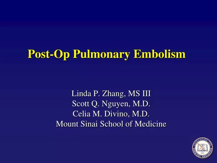 post op pulmonary embolism