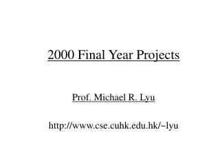 2000 Final Year Projects