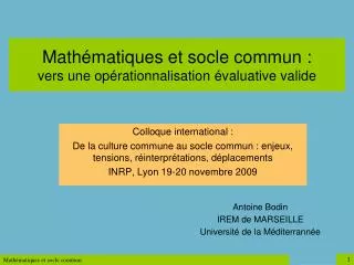 math matiques et socle commun vers une op rationnalisation valuative valide