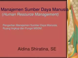 manajemen sumber daya manusia human resource management