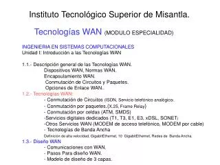 Tecnologías WAN (MODULO ESPECIALIDAD)