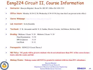 Eeng224 Circuit II, Course Information