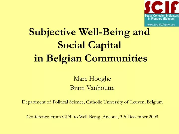 subjective well being and social capital in belgian communities