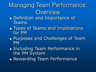 Managing Team Performance: Overview