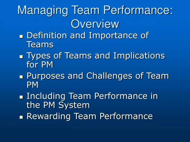 managing team performance overview