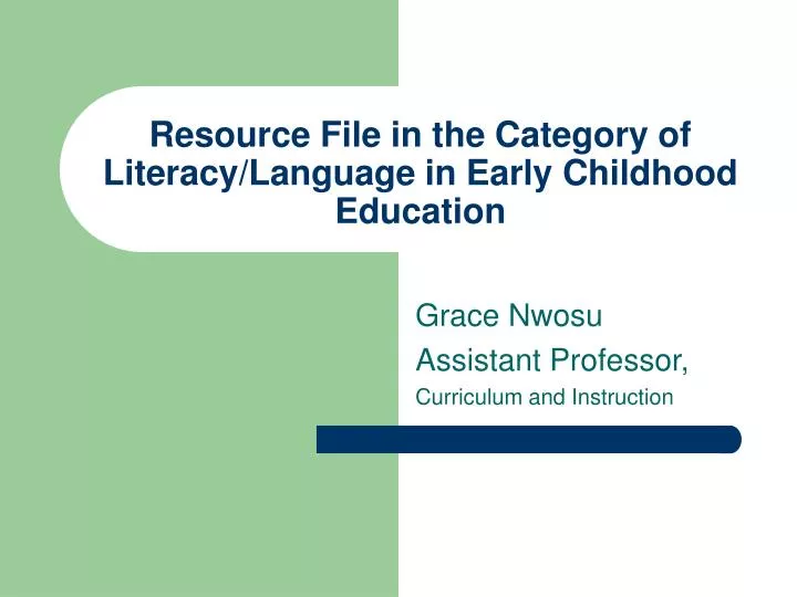 resource file in the category of literacy language in early childhood education